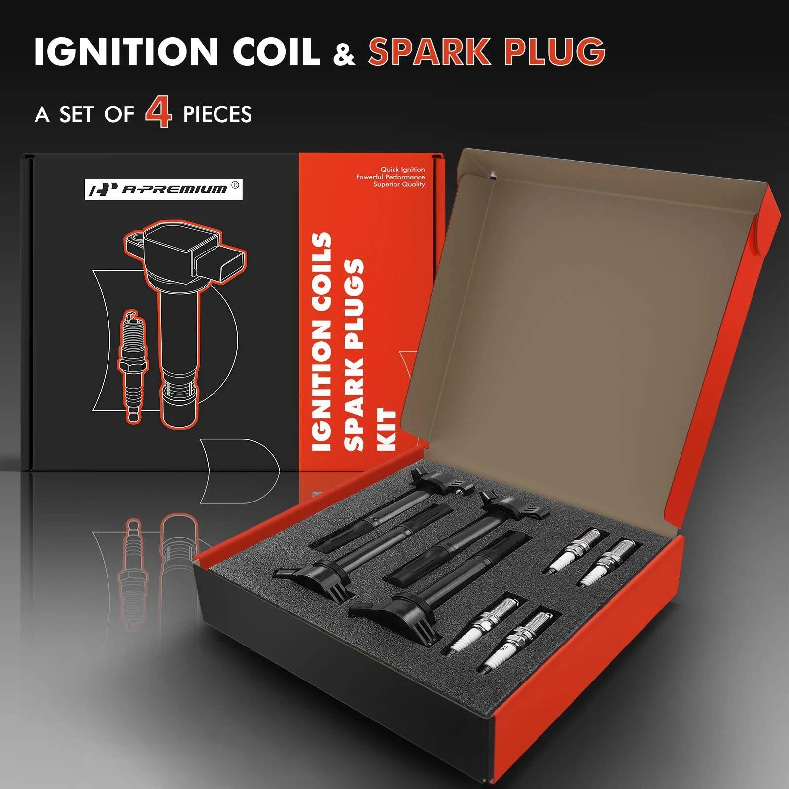 Ignition Coil & Iridium Spark Plug for Toyota Camry 2010-2017 RAV4