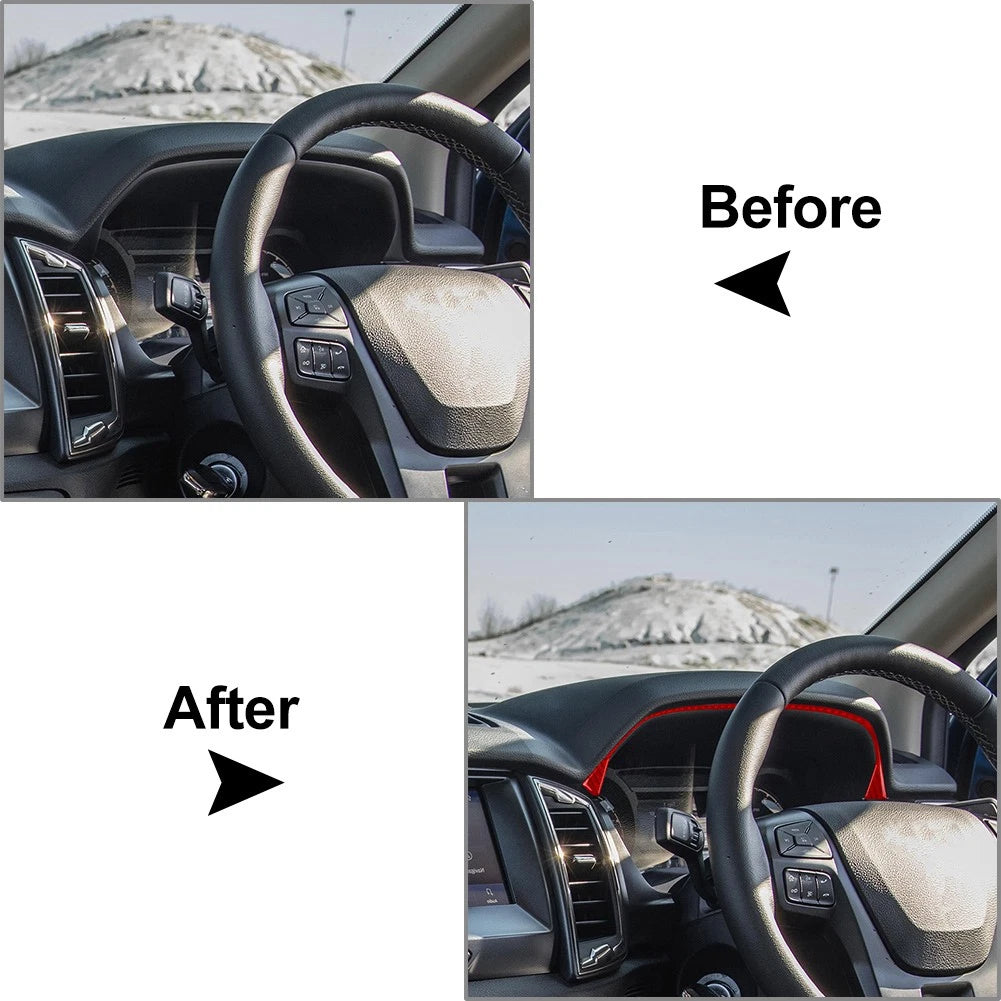 Speedometer Upper Frame Cover Trim Strip for Ford Ranger Sport (2019–2023) Red
