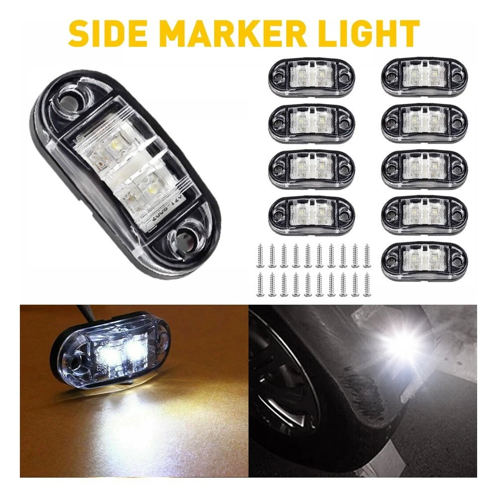 2X White LED Side Clearance Marker Light for Truck V (Oval, 2.5")
