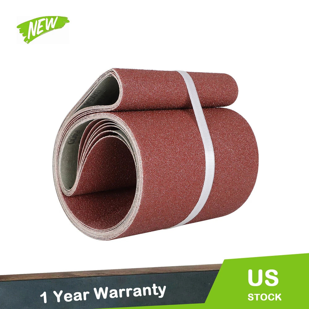 Set of 6 Sanding Belts for Belt Sander (60-400 Grit)