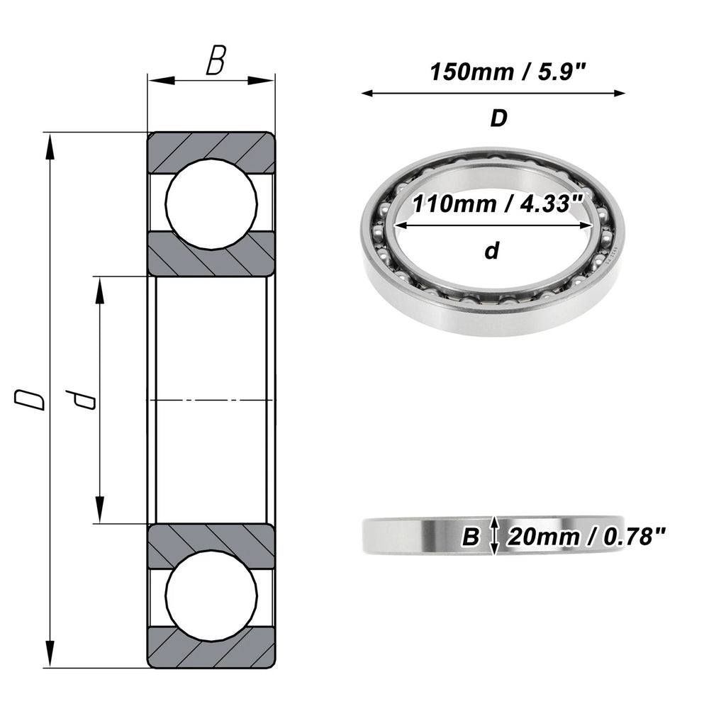 Deep Groove Ball Bearing 110x150x20mm for Scooter Skateboard (P5)
