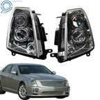 Set of 2 Headlights for Cadillac STS (2005–2011) Halogen Clear Lens Black Housing