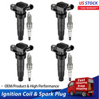 4X Ignition Coil and Iridium Spark Plug for Hyundai Sonata Kia Optima (2011–2014)