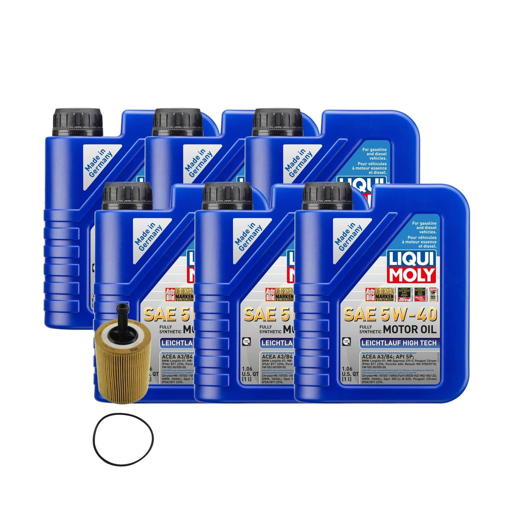 6L Liqui Moly Leichtlauf High Tech 5W40 Oil Change Kit for Audi 2.0/2.8L (2000–2023)