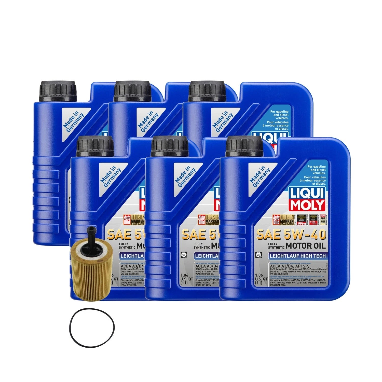 6L Liqui Moly Leichtlauf High Tech 5W40 Oil Change Kit for Audi 2.0/2.8L (2000–2023)