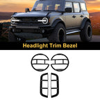 Set of 2 Headlight Trim Bezels for Ford Bronco (2021–2023) Gloss Black