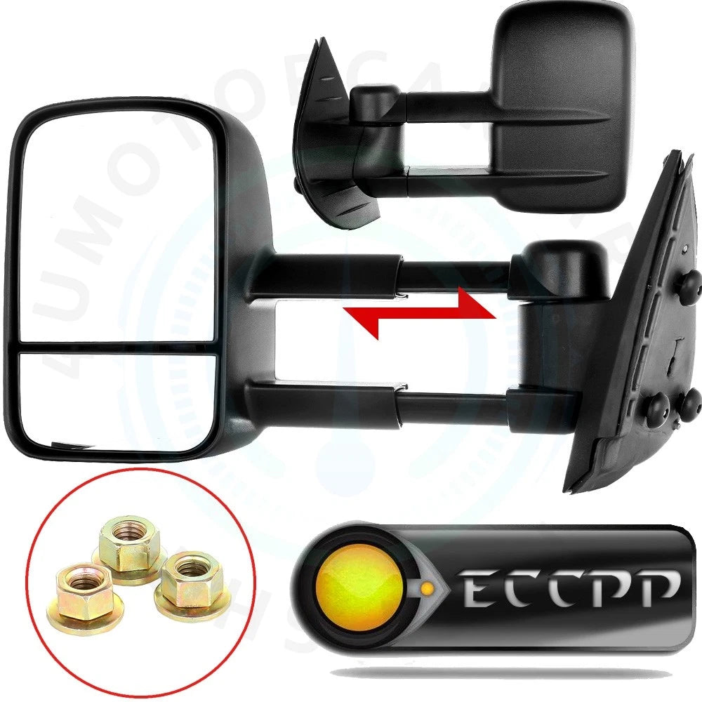 2X Manual Tow Mirrors for Chevy Silverado Sierra 1500 2500HD (2007–2013)