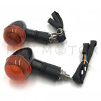 2X Turn Signal Indicators for Universal Motorcycle - Amber Light, Black Metal