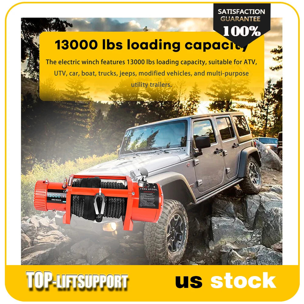 13000LBS Electric Winch for Truck Trailer - Waterproof Synthetic Rope