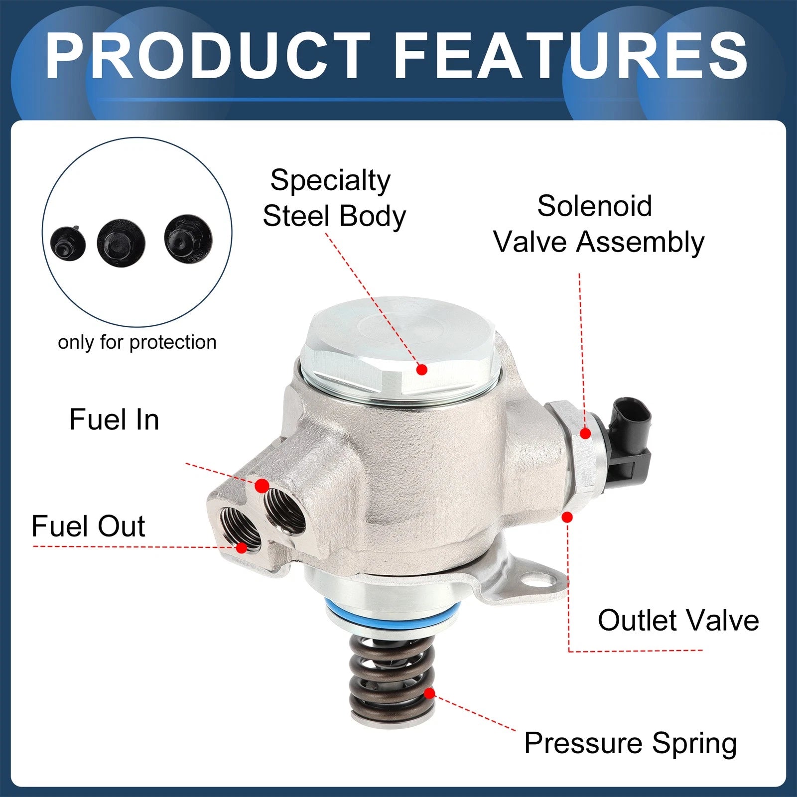 High Pressure Fuel Pump for Audi A4 A6 Q5 3.2L (2005–2012) No. 06E127025AC
