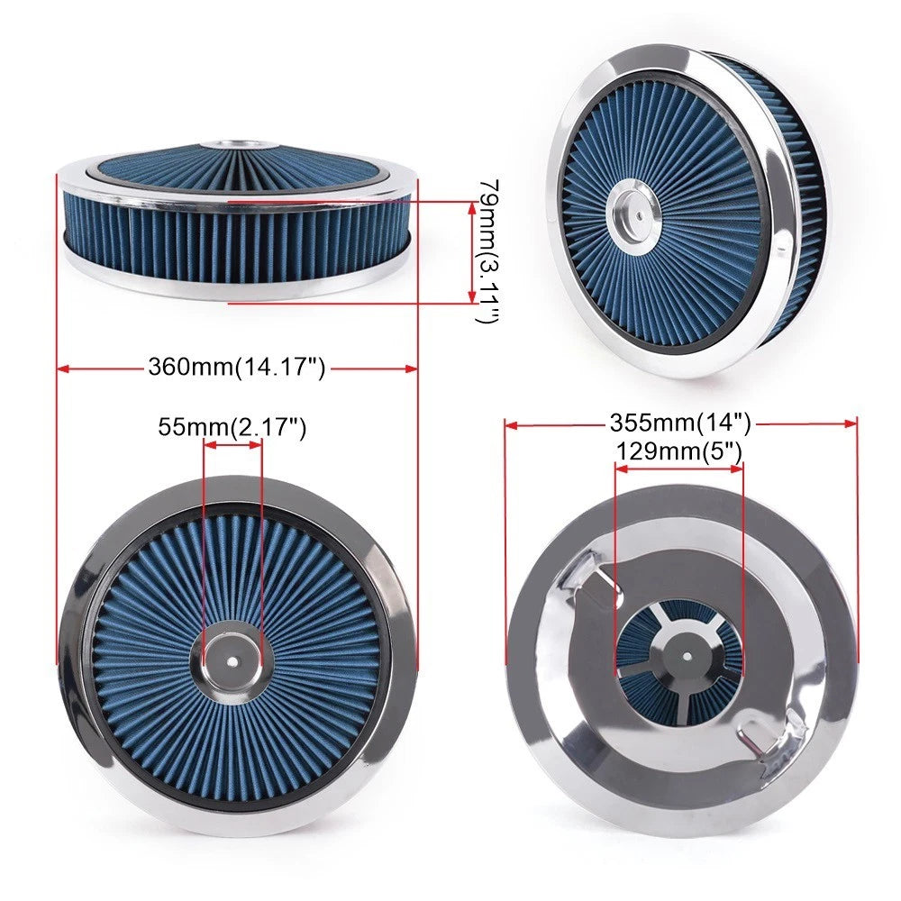 Air Cleaner Set for Super Flow Washable Black (14 In. x 3 In.)
