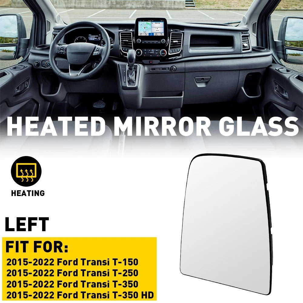 Left Driver Side Mirror Glass for Ford Transit 250 350 (2015â2019)