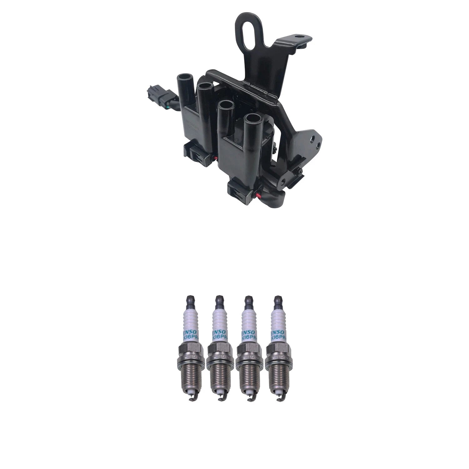 Set of 4 Ignition Coils & Denso Iridium Spark Plugs for Kia Spectra (2000–2009)