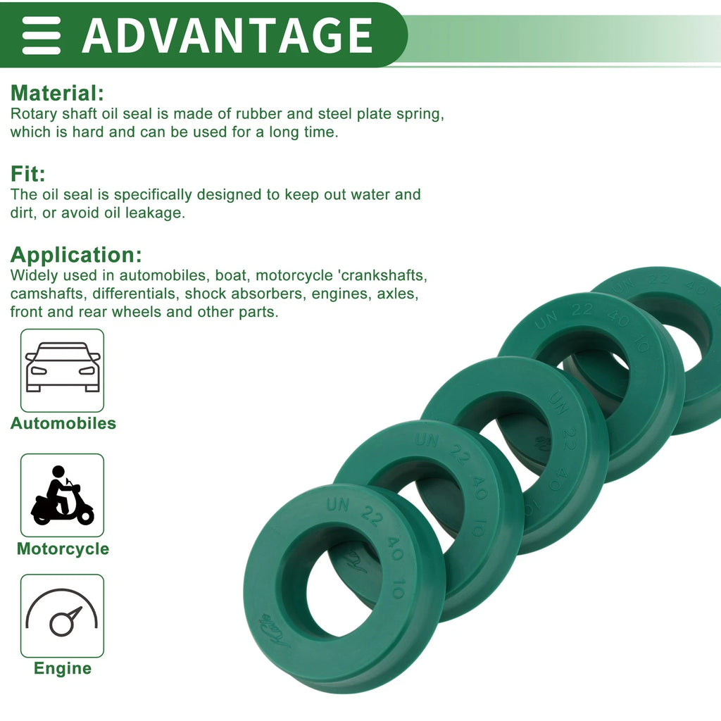 Set of 5 Oil Seal Rotary Shaft Seal 22x40x10mm High Pressure for Various Models