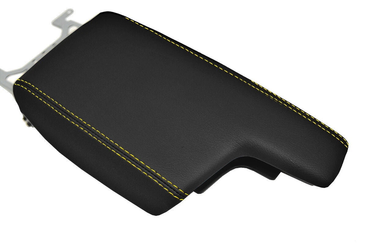 Leather Console Lid Armrest Cover for Subaru Impreza (2017–2020) Yellow Stitch