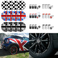 Black Union Jack Car Wheel Center Cap and Valve Caps for Mini Cooper (2002–2024)