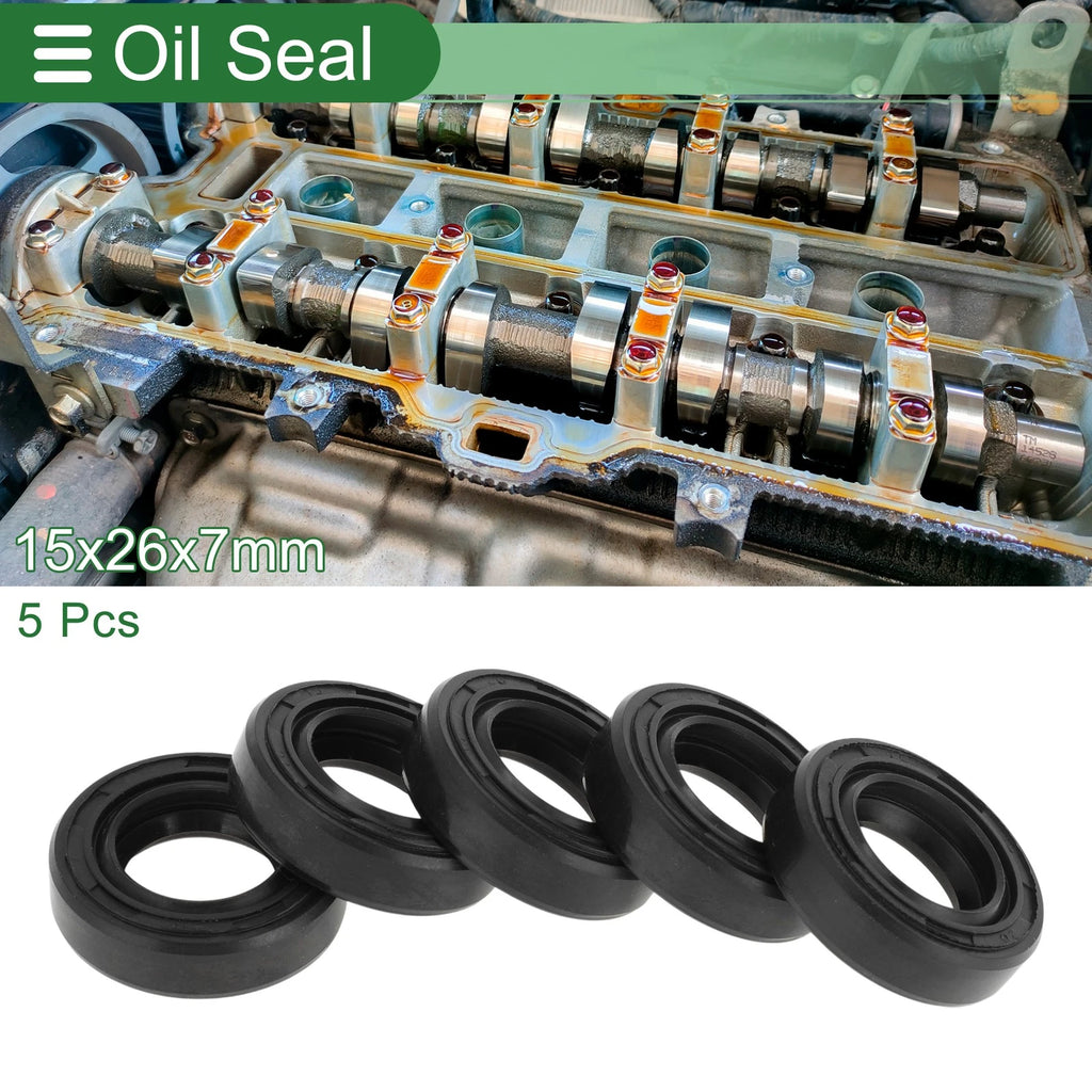 Set of 5 Oil Seal Rotary Shaft Seal NBR Rubber 15x26x7mm