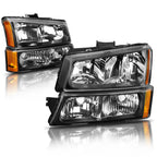 Set of 2 Black Housing Amber Corner Bumper Headlights for Chevrolet Silverado (2003–2006)