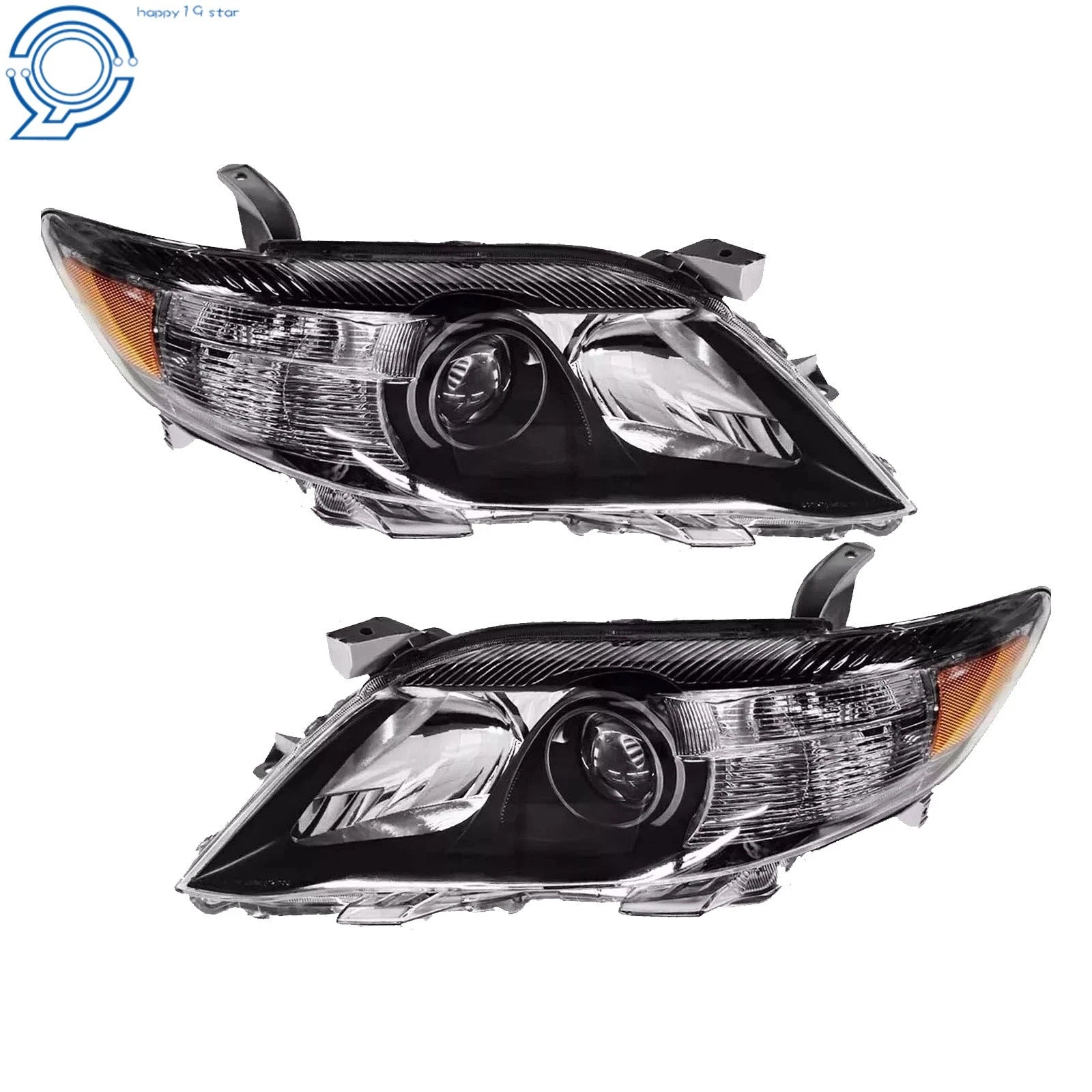 Set of 2 Black Headlights for Toyota Camry (2010–2011)