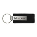 Black Leather Keychain KC1540.CIV - Officially Licensed for Honda Civic