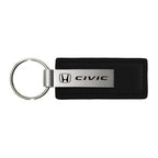 Black Leather Keychain KC1540.CIV - Officially Licensed for Honda Civic
