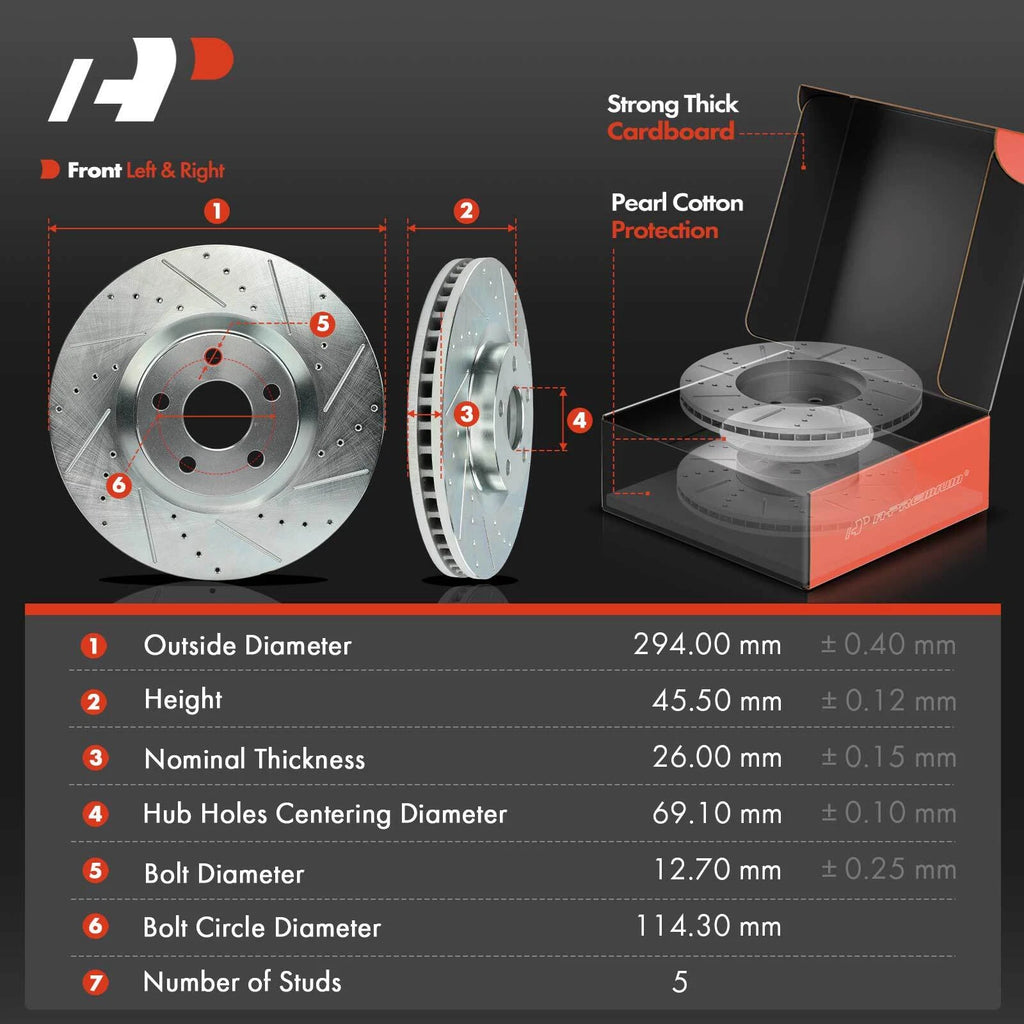 Front Disc Brake Rotors & Ceramic Pads for Ford Edge (2015-2020)