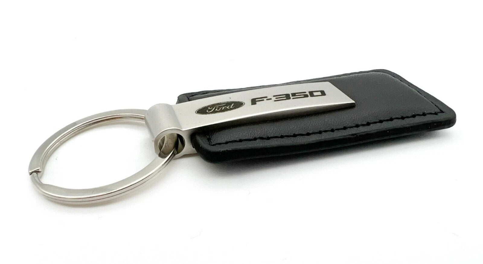 Leather Key Fob Black Rectangle for Ford F-350 Pickup Truck Emblem Logo (2000–2024)