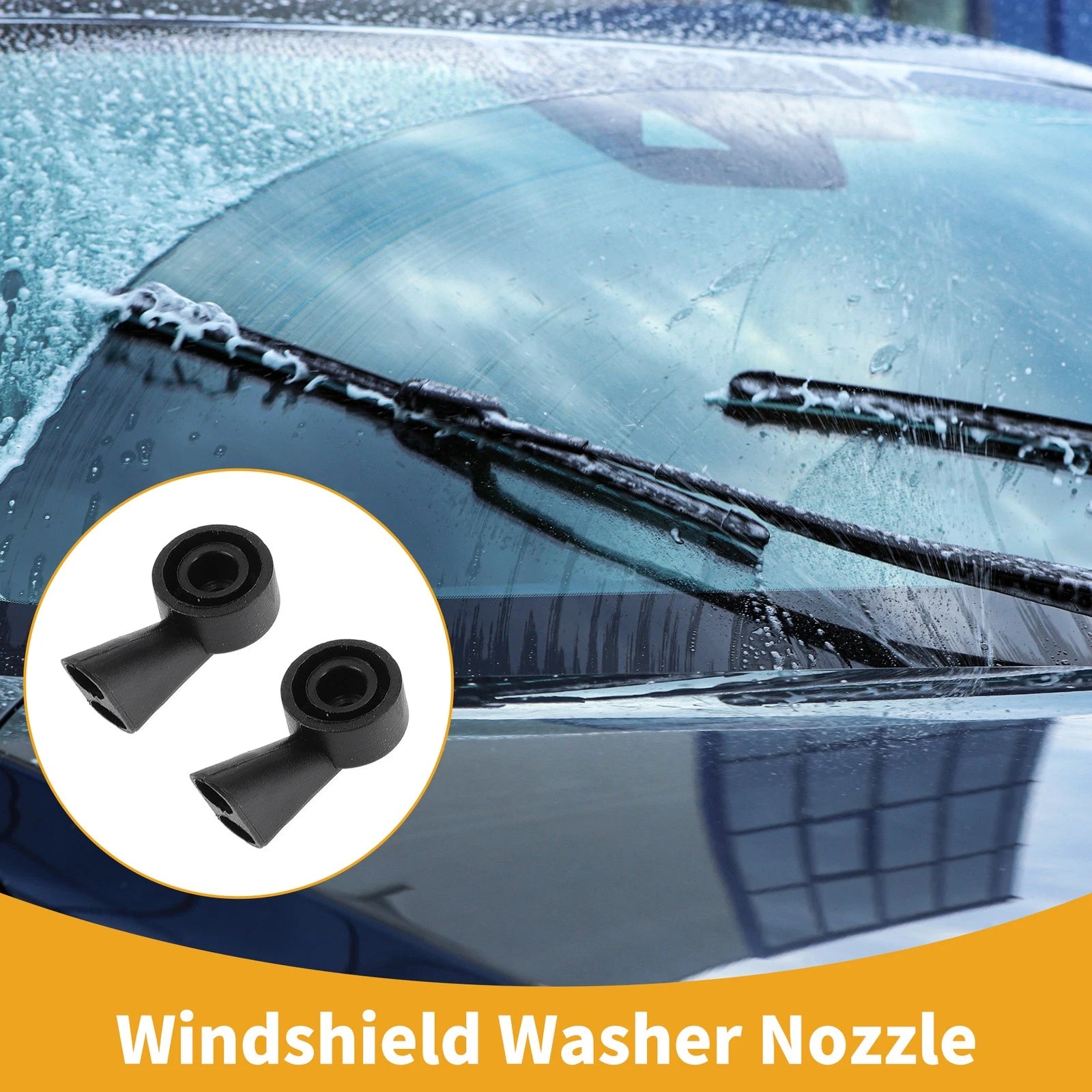 Set of 2 Front Windshield Washer Nozzles for Audi A6 (2016–2020), Q8 (2020) Black