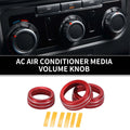 Set of 3 AC Media Volume Switch Knob Cover Rings for Dodge Durango (2021–2023) Red