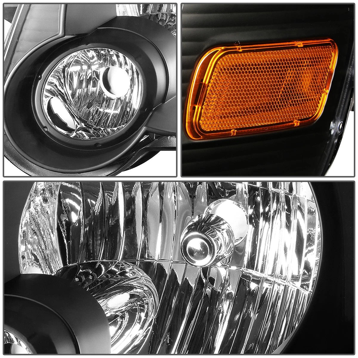Pair of Black/Amber Signal Headlight Lamps for Ford Expedition (2006–2010)