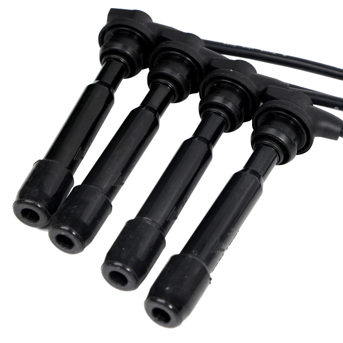 Set of 4 Spark Plugs +4 Ignition Wires for Hyundai Elantra Tiburon Kia Spectra Soul (L4 2L)