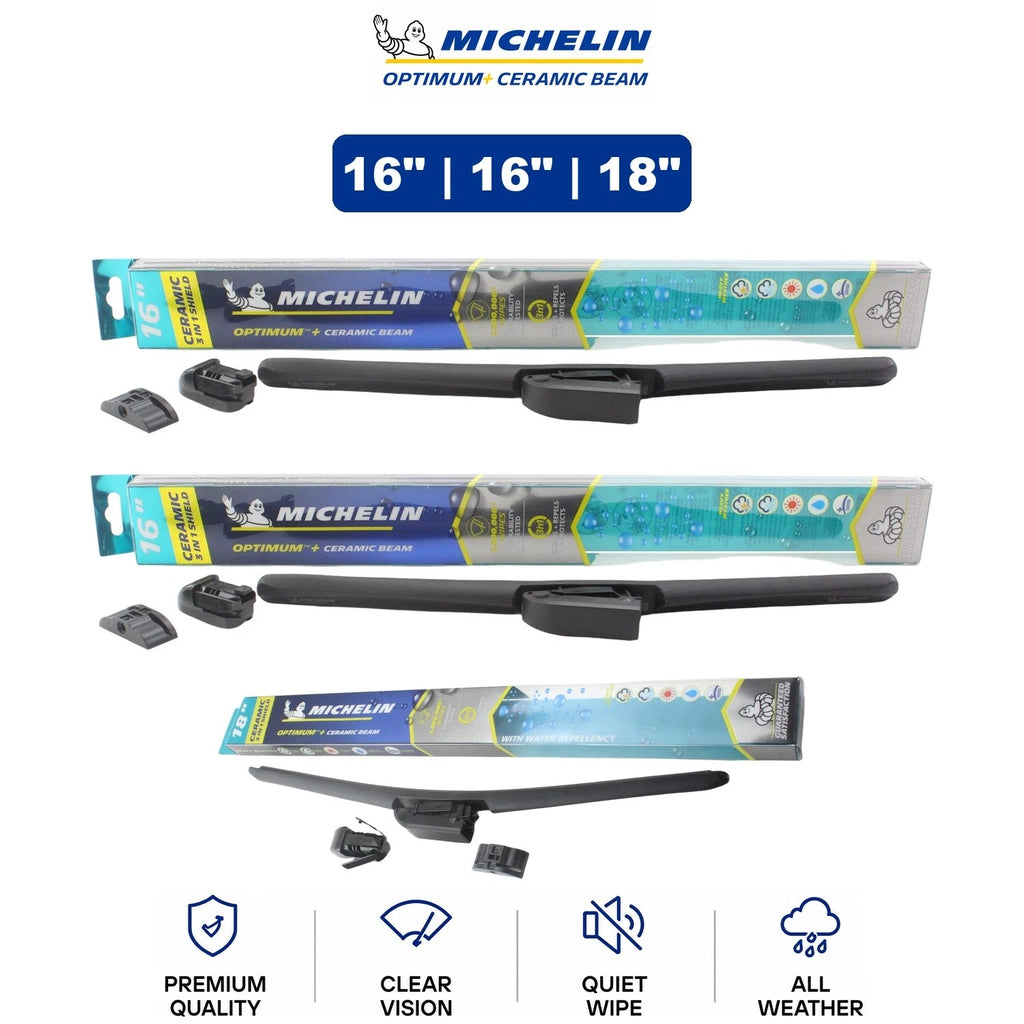 Set of 3 Michelin Optimum+ Ceramic Beam Wiper Blades for Ford Mustang (16"/16"/18")