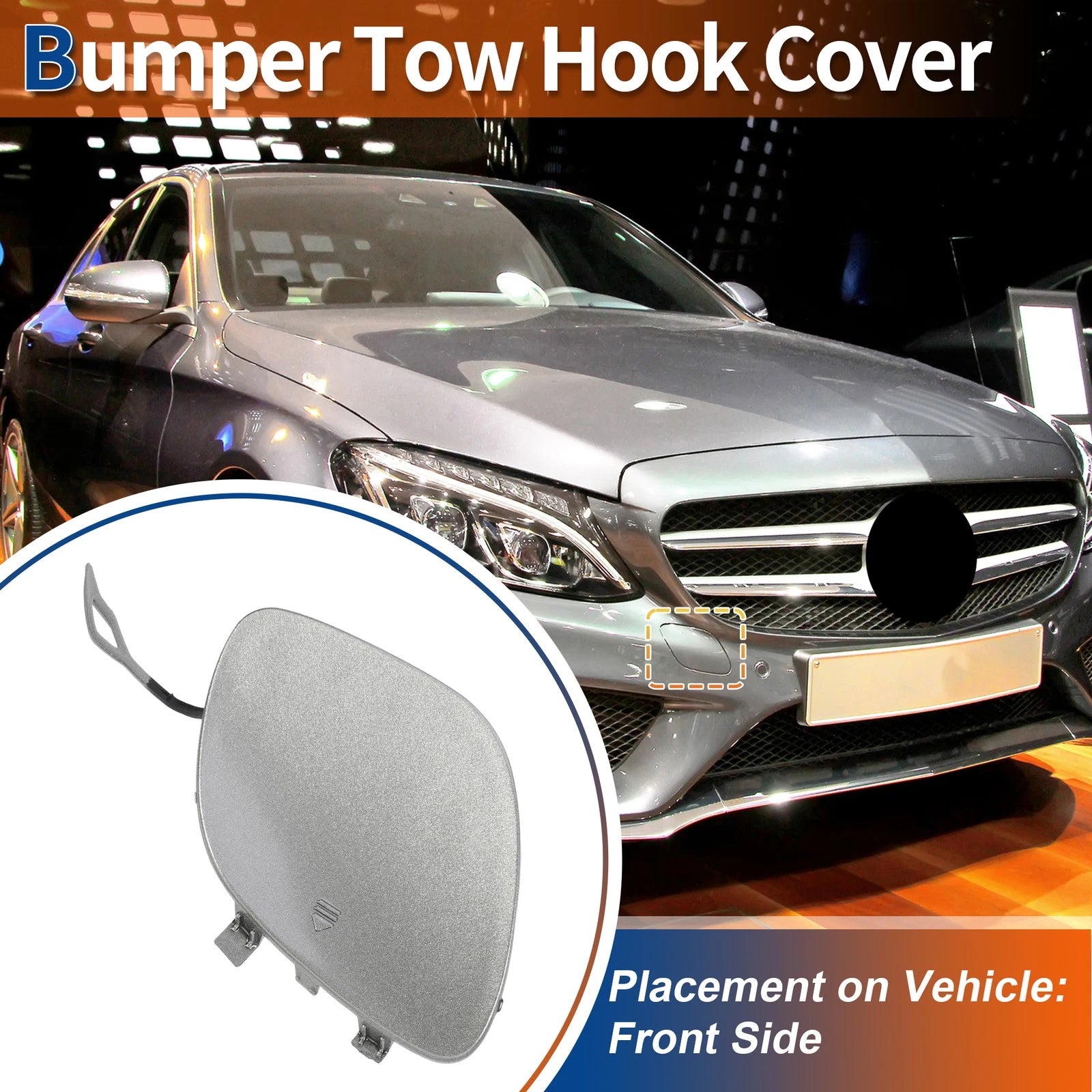 Tow Hook Cover for Mercedes-Benz C63 (2015–2021) No.A2058850024 Dark Silver