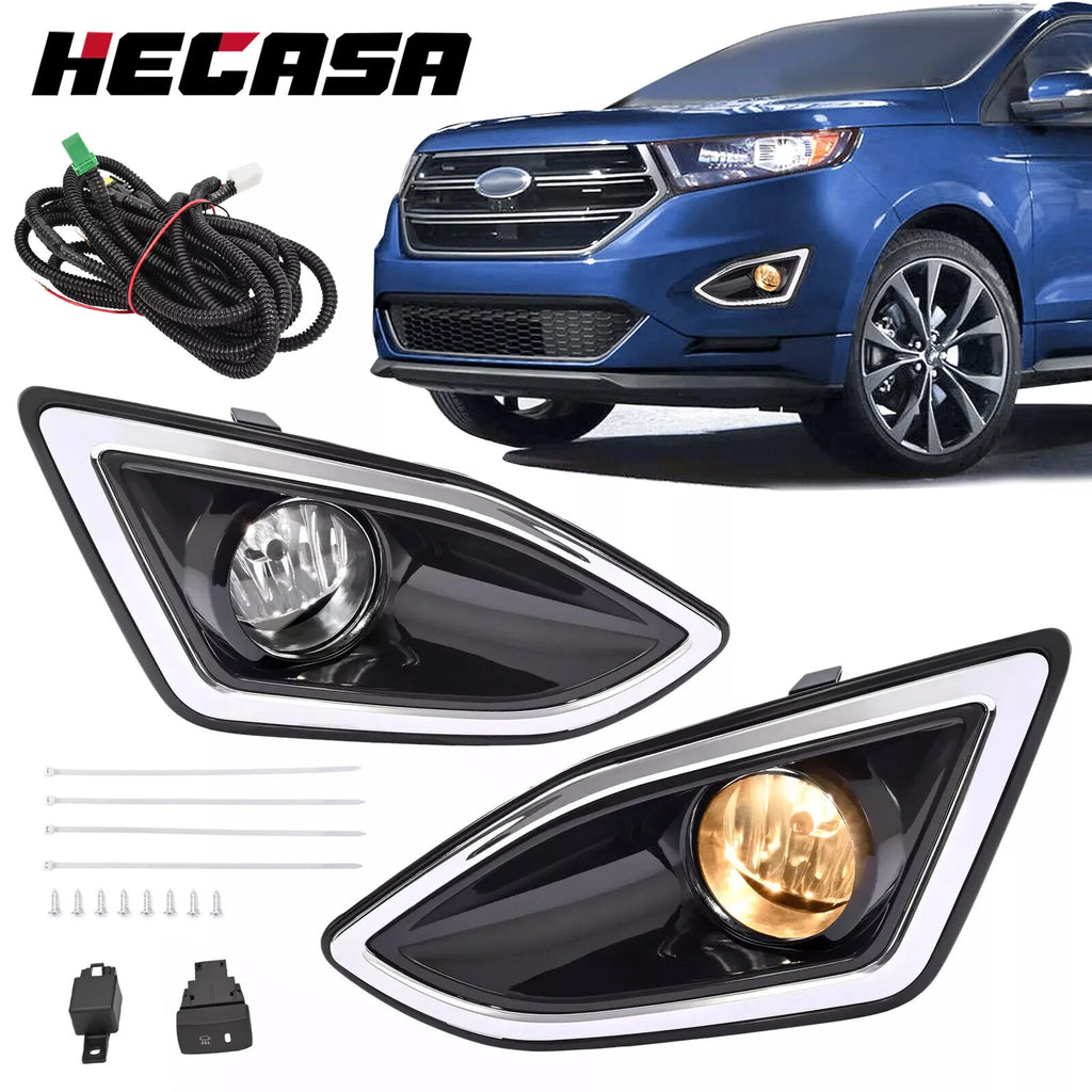 Set of 2 Fog Lights with Harness Switch Kit for Ford Edge (2015–2018)