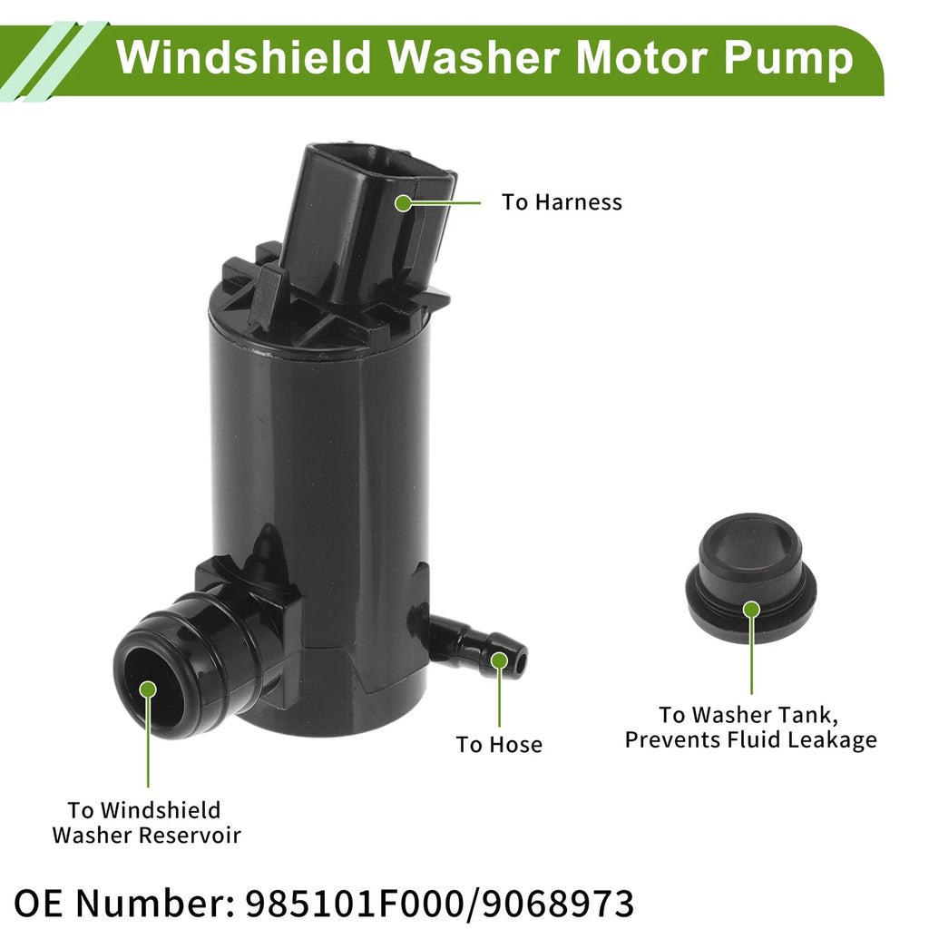 Windshield Washer Pump w/Grommet for Hyundai (No. 985101F000)