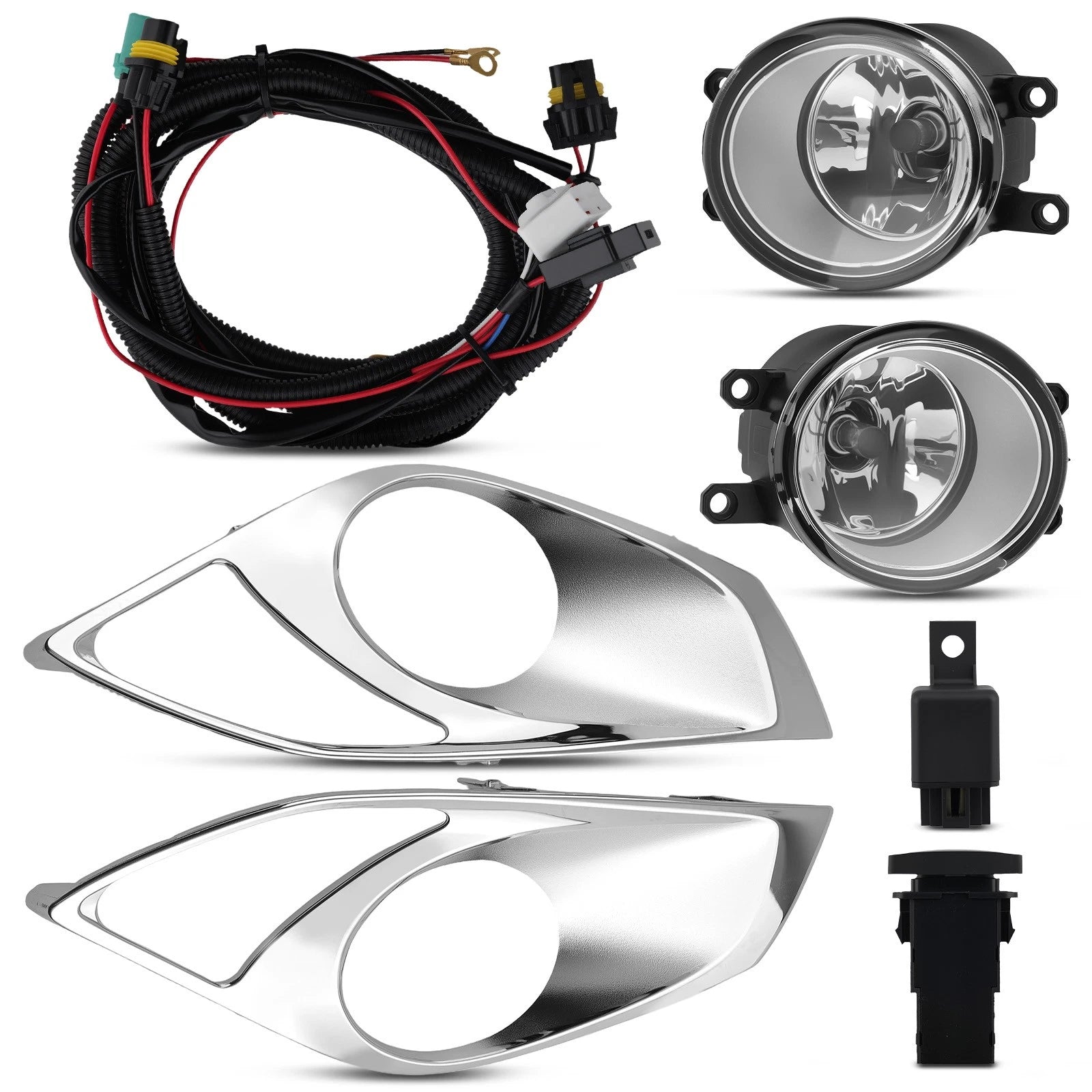 Halogen Fog Lights Set with Cover Bezels & Bulbs for Toyota Avalon (2013–2015)