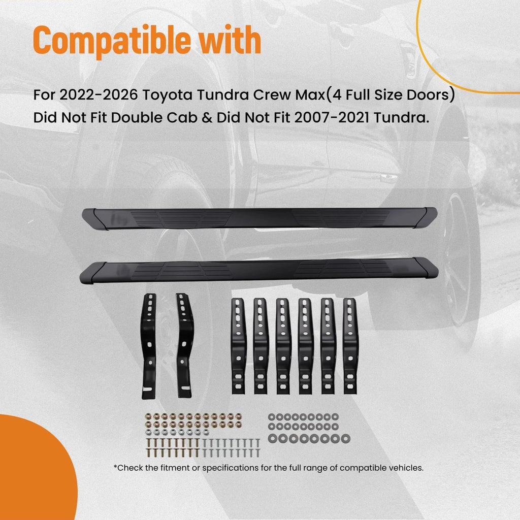 Non-Slip Running Board for Toyota Tundra Crew Max (2022–2026) Aluminium+ABS