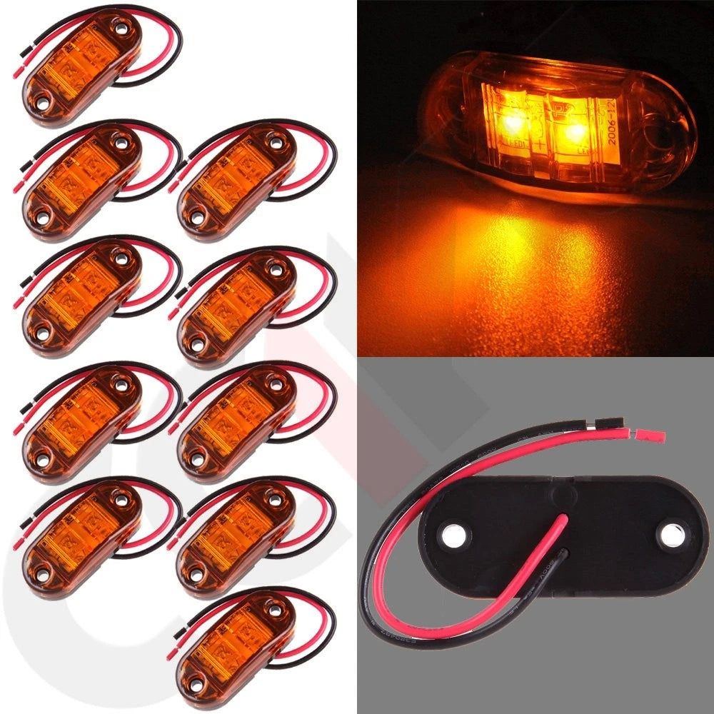 Set of 10 Amber Orange 12V LED Side Marker Indicators for Truck Trailer