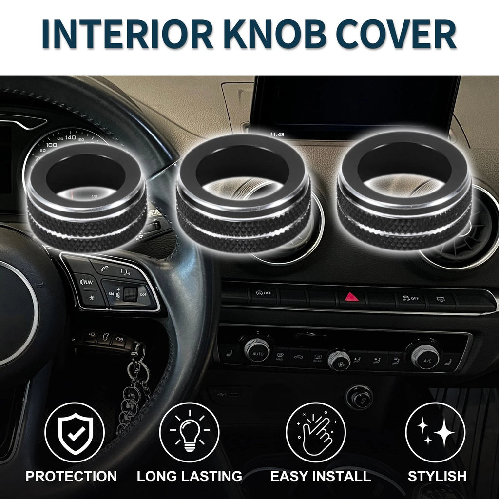 Set of 3 AC Climate Heater Switch Knob Cover Rings for Audi A3 8V (2014–2020)