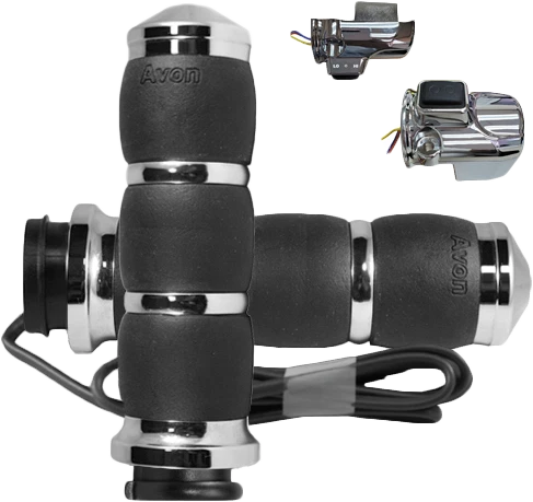 AVON Velvet Air Heated Chrome Twist Grip for Harley Davidson V-Twin (2014–2023)