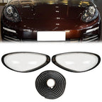 2X Front Headlight Lens Shell + Sealant Glue for Porsche Panamera 970 (2014–2016)