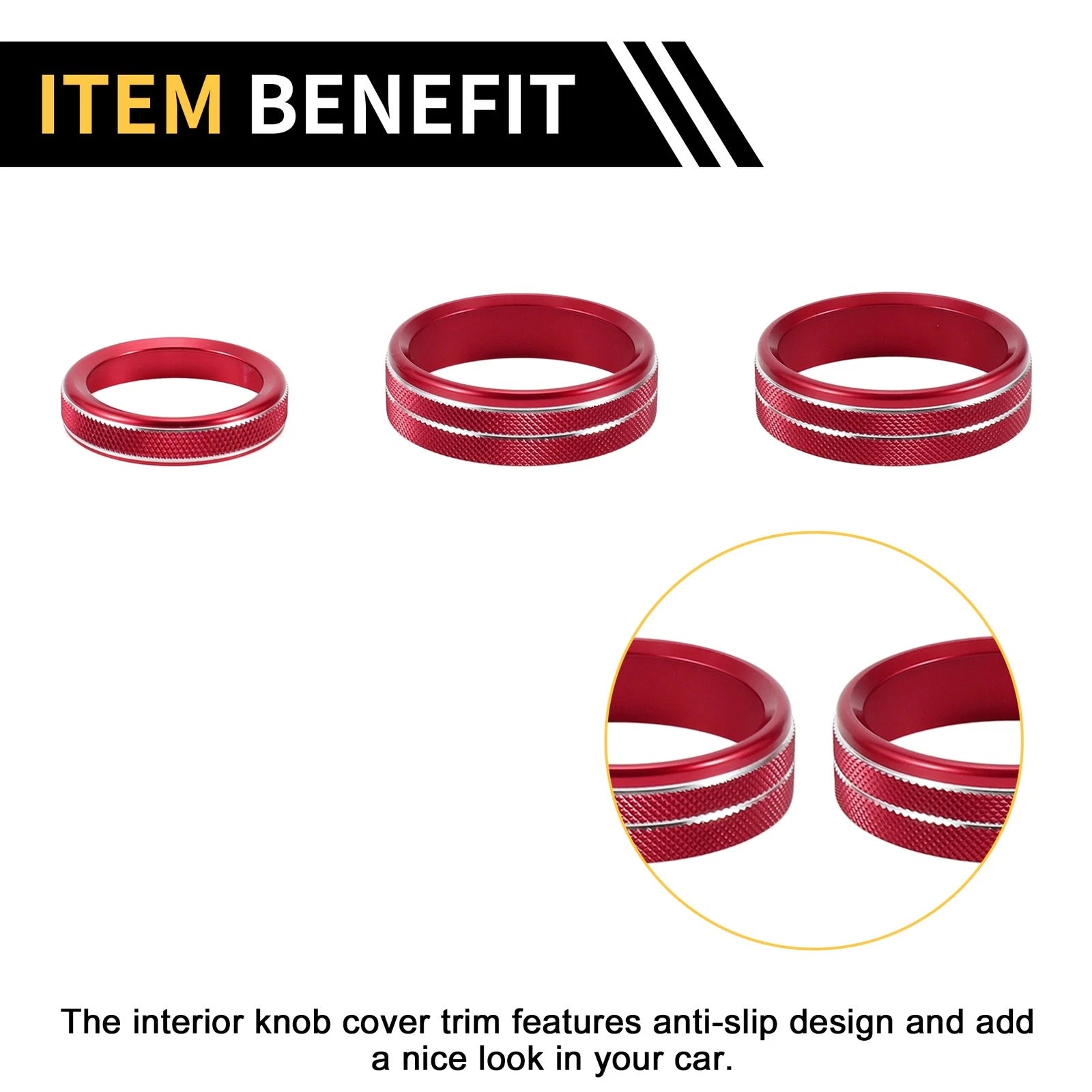 Air Conditioner Switch Knob Cover Ring for Ford F-150 (2015–2023) Red