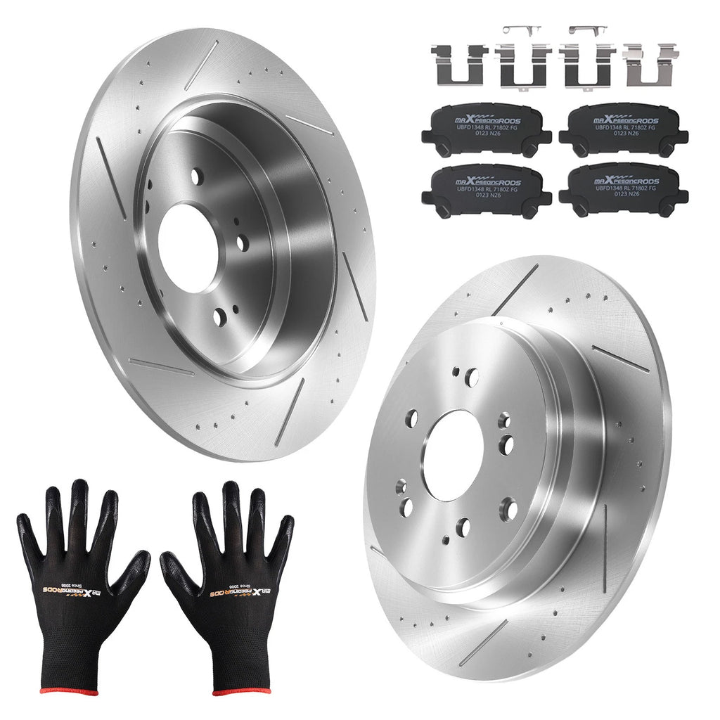 Rear Brake Rotors & Ceramic Pads Kit for Honda Odyssey (2011–2017), Pilot (2009–2015)