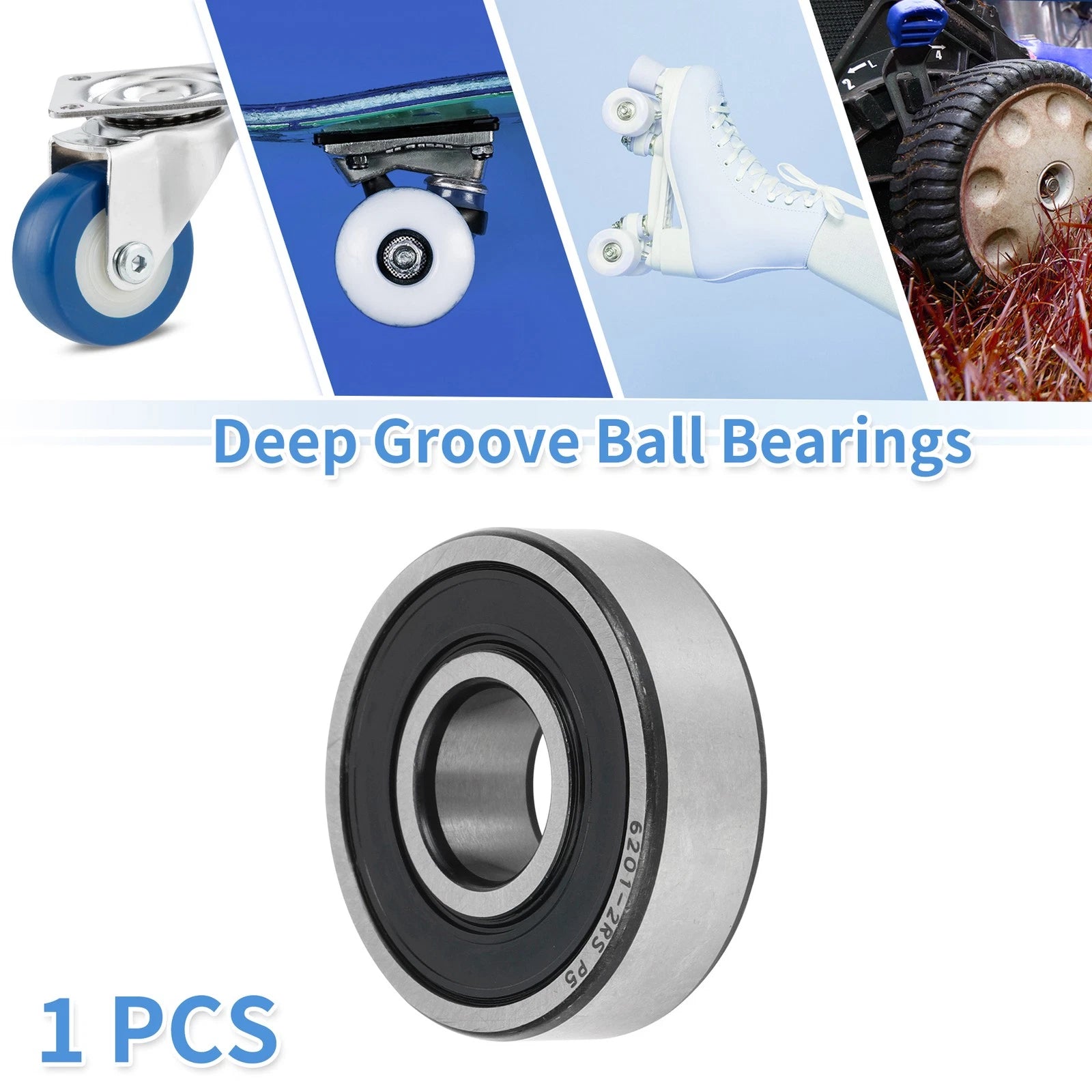 6201-RS Deep Groove Ball Bearing for Scooter Skateboard Wheel (12x32x10mm)