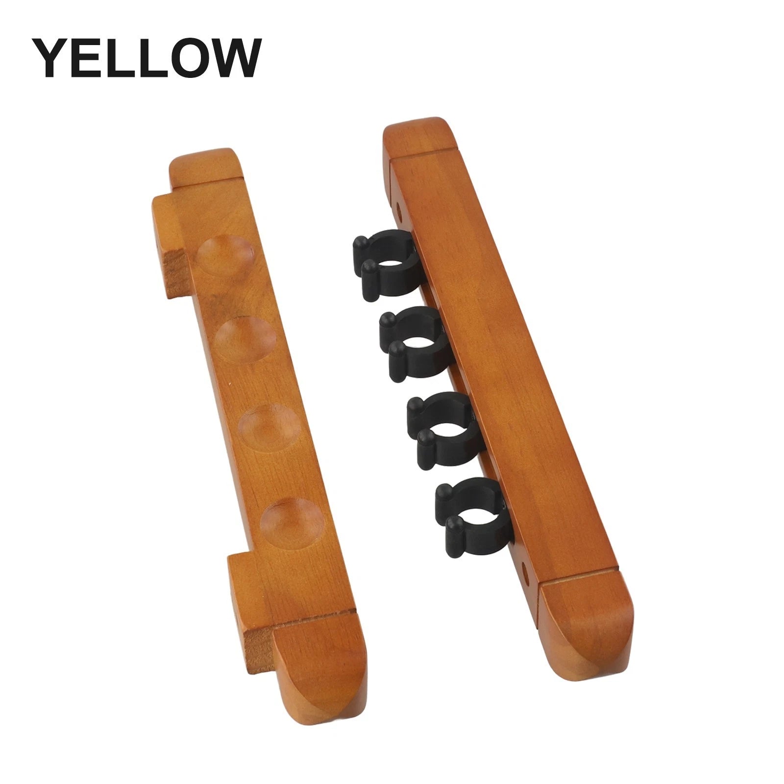 4 Slot Wall Mount Pool Cue Rack Holder - Black Red Yellow