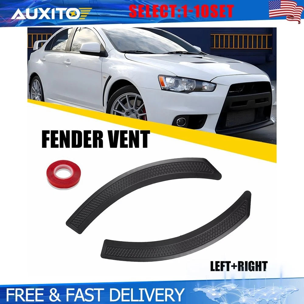 2X Black ABS Front Fender Side Vent Cover for Mitsubishi Lancer EVO (2002–2016)
