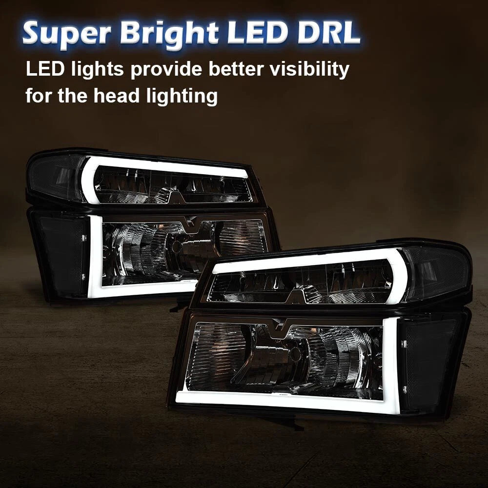 LED Tube Headlights for Chevy Colorado GMC Canyon (2004–2012) Chrome