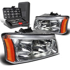 Chrome/Amber Signal Upper Headlight Lamps for Chevy Silverado (2003–2006)