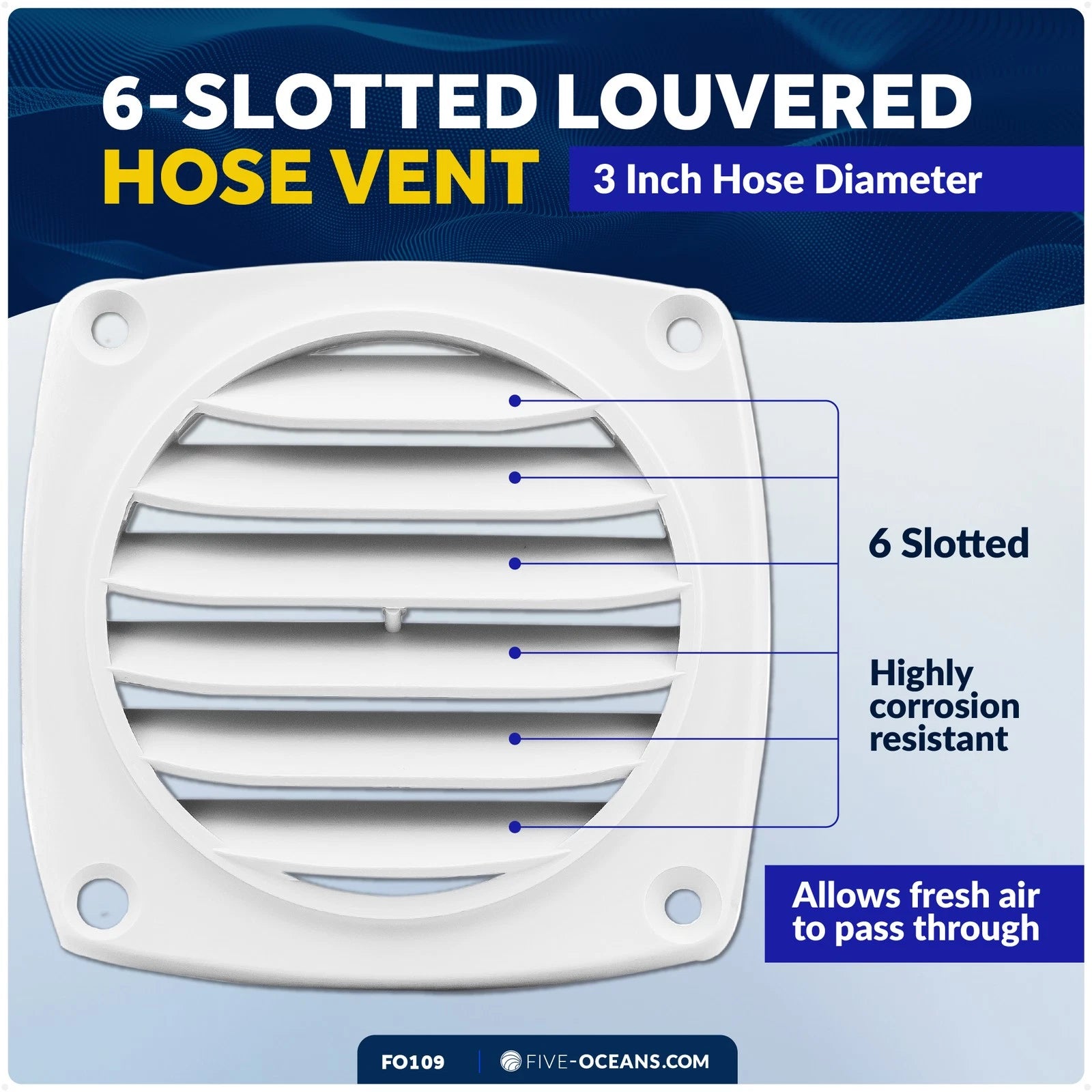 6-Slotted Louvered Hose Vent for FO109 (3-inch Hose Diameter)