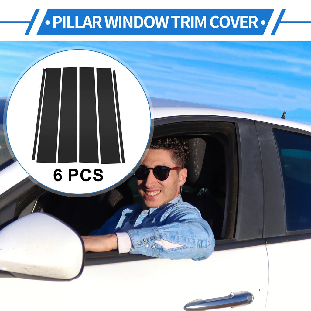 6 Pcs Door Pillar Window Trim for Chevrolet Suburban (2015–2020) Black